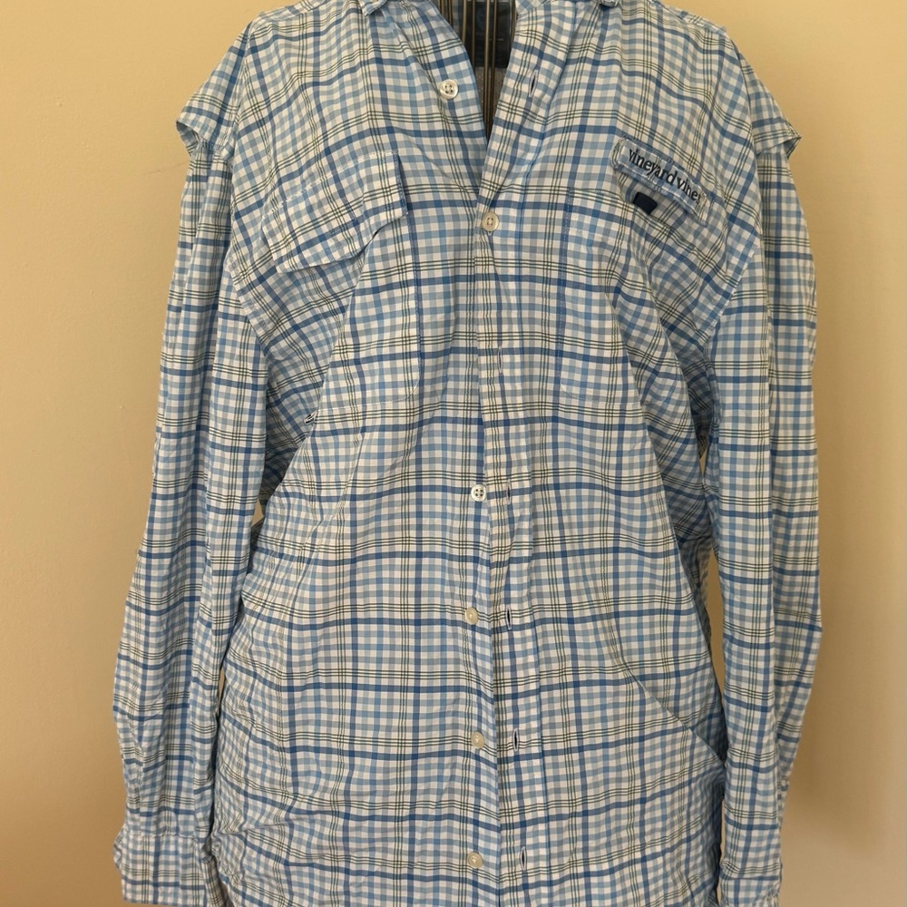 Vineyard Vines Men's Long Sleeve Harbor Shirt Small Blue Green Plaid